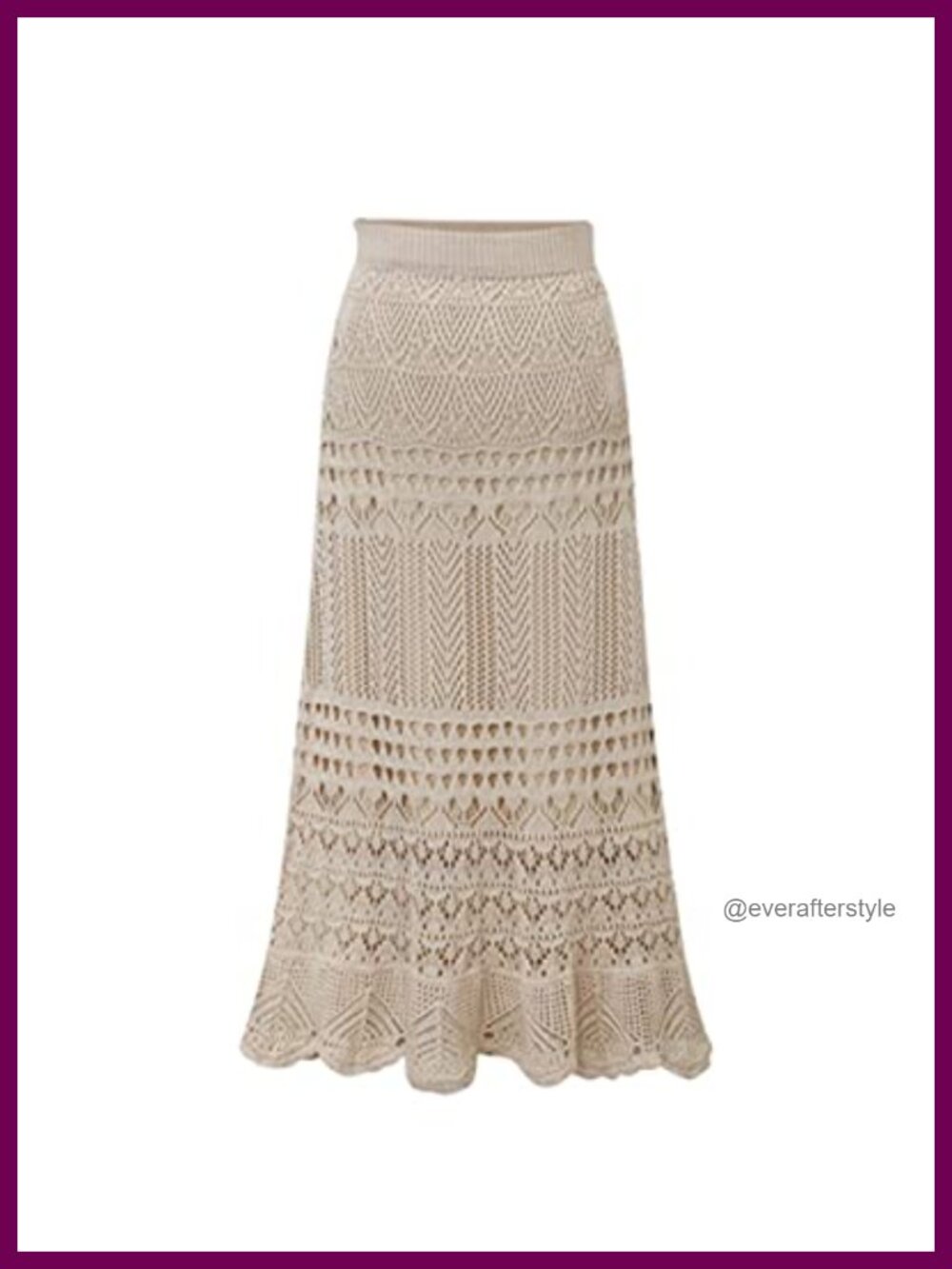 Crochet Hollow Out Knit High Waist A-Line Maxi Skirt